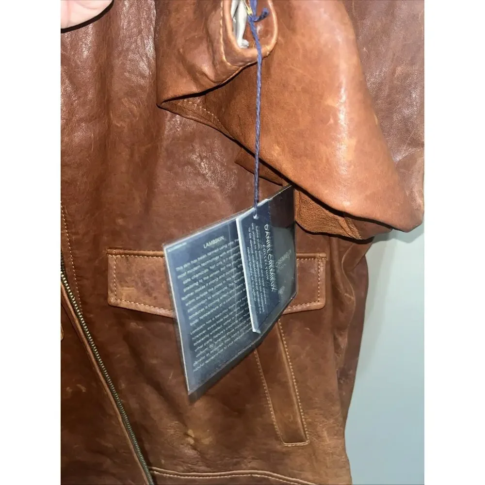 Daniel Cremieux Leather Sz Large Jacket Soft Lambskin Leather Tan 90’s VTG NWT - Picture 6 of 10